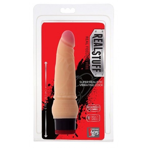 Вибратор-реалистик со встроенным пультом REALSTUFF 6INCH VIBRATOR - 15,5 см.