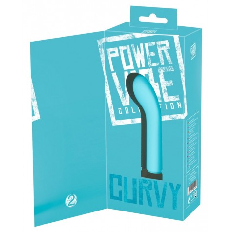 Бирюзовый мини-вибратор с загнутой головкой Power Vibe Curvy - 12 см.